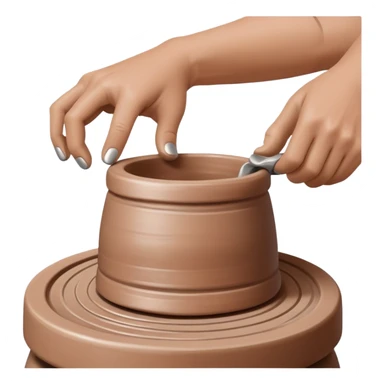 thumb pressing side of clay down onto a silver pottery wheel, thumb at the bottom of the clay, pottery gesture sticker