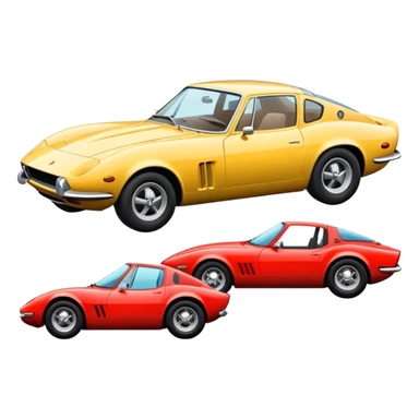 Collage emoji symbolizing a passion for cars: a sleek sports car, a vintage classic car, and an off-road SUV. The background features a cozy garage with tools, car posters, and warm lighting, emphasizing a home hobby atmosphere. Transparent background. sticker
