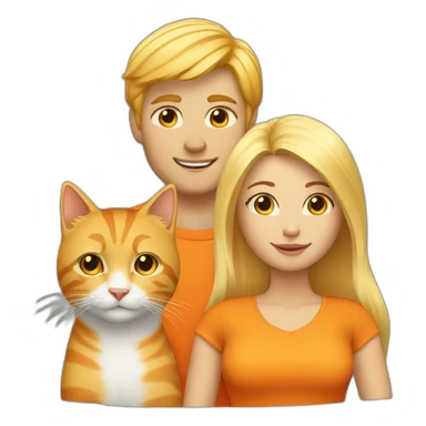 blond-hair-girl-and-blond-hair-man-and-orange-cat sticker