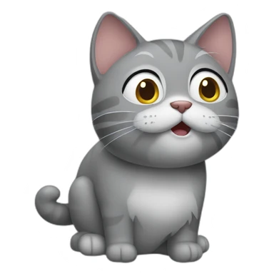 A grey cat throwing up sticker