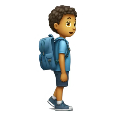 A child with a very heavy schoolbag returning from school in a sweat sticker