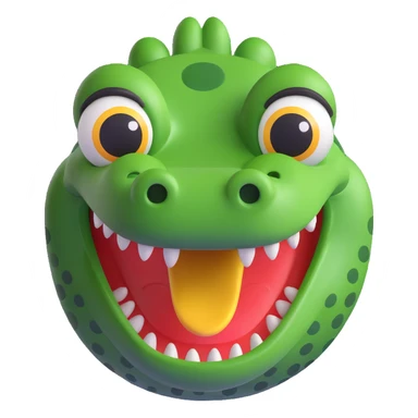 3D emoji of a smiling crocodile with big eyes sticker