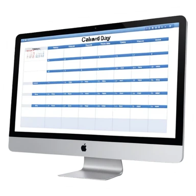 iMac screen showing day view calendar with time slots and booked appointments sticker