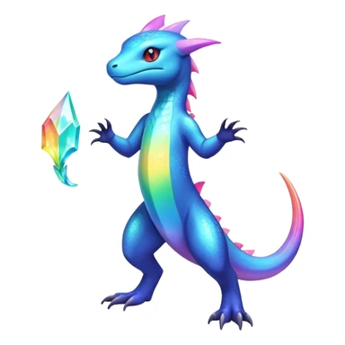Rainbow crystalic Shiny pastel Salandit-Aurorus-Noibat-Fakémon-hybrid-creature (full body)  sticker