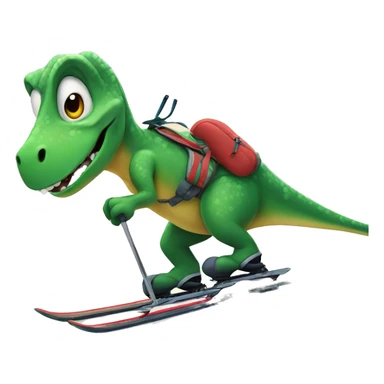 Dino skiing sticker