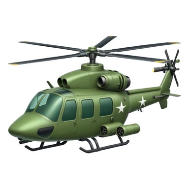 Green battle helicopter with cannon sticker
