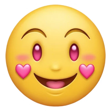 Circular yellow smiling face with pink hearts as eyes sticker