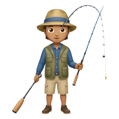 man casting a fishing rod, full body sticker
