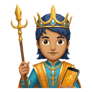 persian with saffron and smartphone, scepter, trident sticker