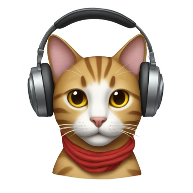 cat with ribborn and headphone sticker