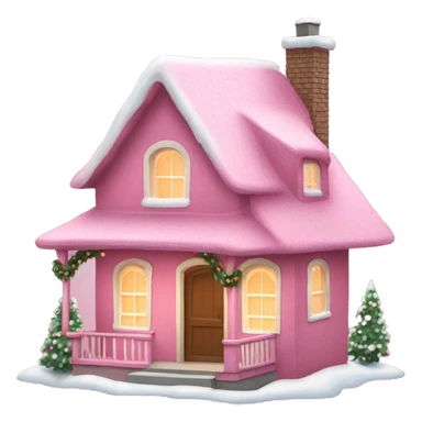 Pink Christmas cottage house sticker