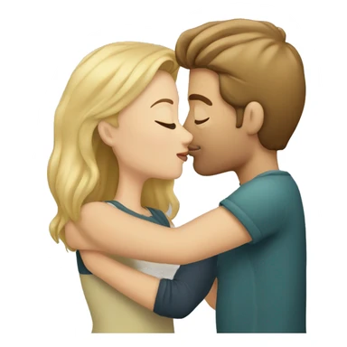 Blonde woman kissing man with brown hair   sticker