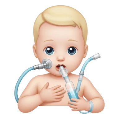 bebe com tubo para respirar sticker