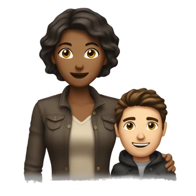 Brunette woman playing with brunette man sticker