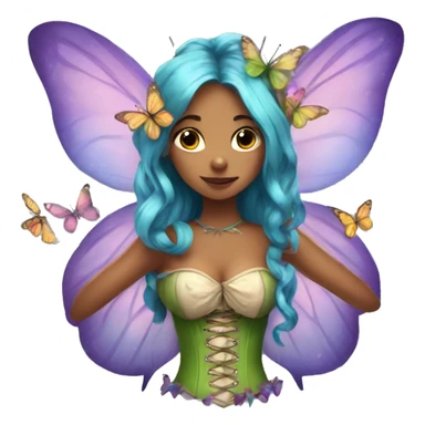 A fairy wearing corset and butterflies around her sticker