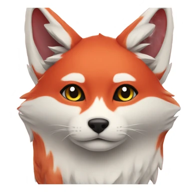 Kitsune head, red and white, starry-eyed sticker