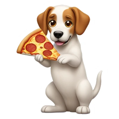 Dog standing holding pizza sticker