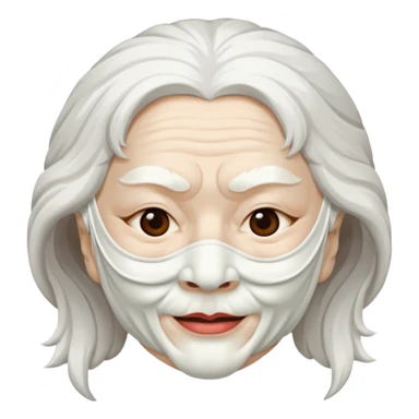 japanese culture white mask old woman with white hair and wrinkles sticker