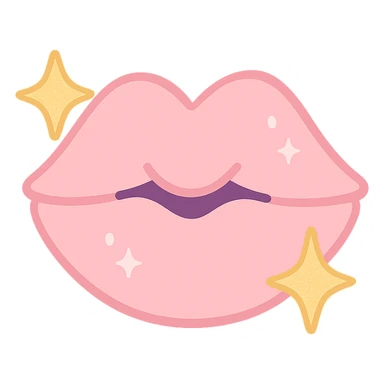 cute pastel pink kiss mark, glittery sparkles, dreamy and soft sticker