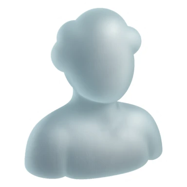 front view portrait of a person from shoulders up, body and head made of white convex clouds, matte glass style sticker