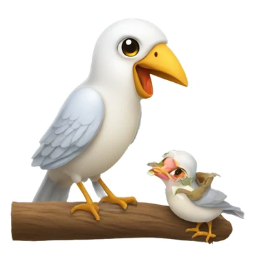 Mama bird feeding baby bird sticker