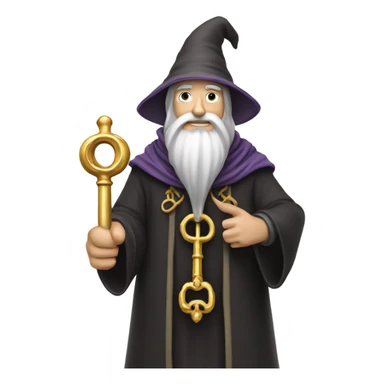male wizard have holding big key sticker