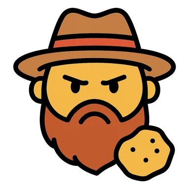 color outline icon of an annoyed face, gold rush theme, period details sticker
