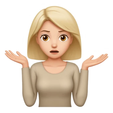 A woman shrugging her shoulders with a baffled expression sticker