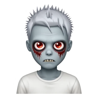 chrome zombie boy with spiky emo hair and white shirt sticker