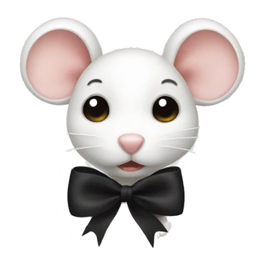 side white mouse with black ribbon bow sticker