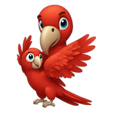 Red parrot giving a hug sticker