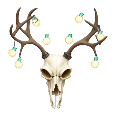 Deer skull with antlers and Christmas lights sticker