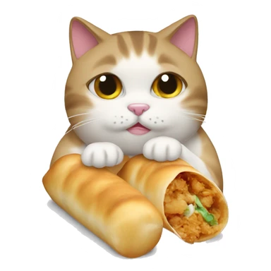 Sad cat eating eggrolls sticker