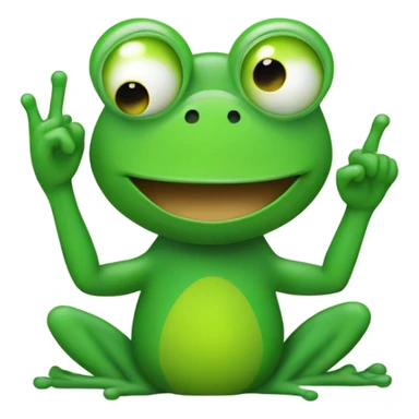 frog giving peace sign  sticker