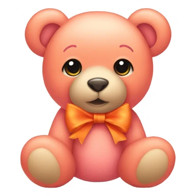 pink teddy bear wearing a orange bow sticker