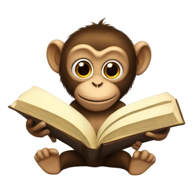 Monkey reading a big book sticker
