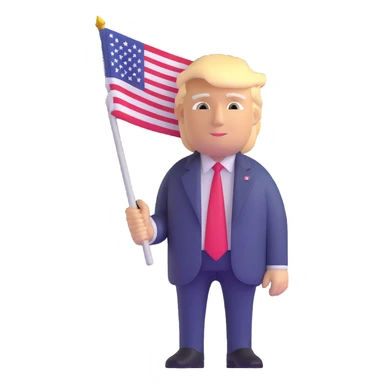 Donald Trump holding USA flag sticker