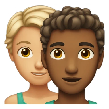 Fair skin boy and lightly tanned girl sticker