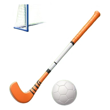 A field hockey stick and ball on a vibrant green grass field, with goalposts and clear field markings in the background. The scene emphasizes the bright, lush grass, highlighting the fast-paced and strategic nature of hockey on a well-maintained pitch. sticker