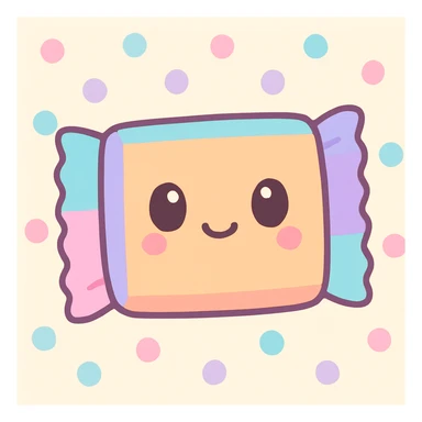 wrapped snack, kawaii style, cute face on wrapper, pastel colors sticker