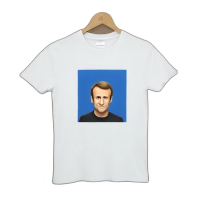 emmanuel macron with a CGT T-Shirt sticker