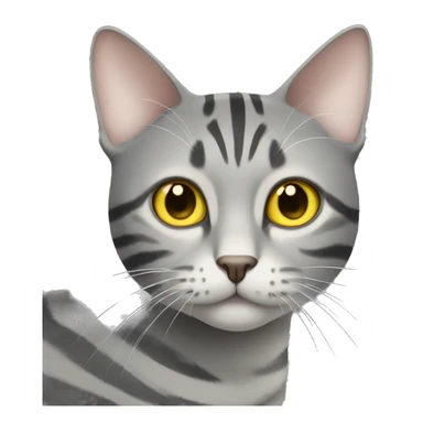 A grey striped cat with yellow eyes sticker