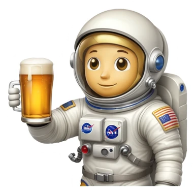 a pint of beer wearing a space suit, astronaut beer glass sticker