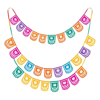 festive one garland of colorful mexican papel picado sticker