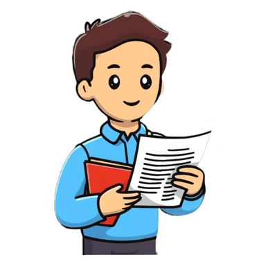 working person with paperwork sticker