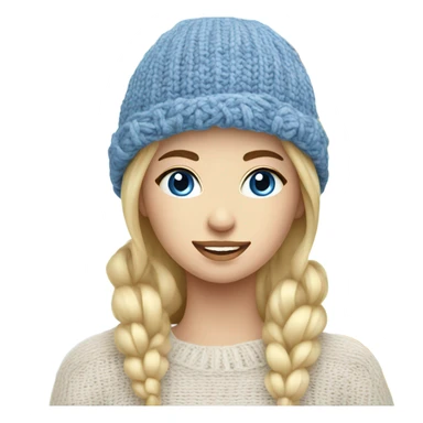 beautiful finnish blonde woman with blue eyes knitting floral hat sticker