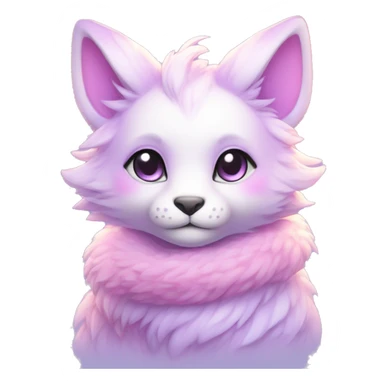 Kawaii cute colorful bright light pastel lilac-pink-white-gradient fantasy ethereal anthro fursona animal creature sticker