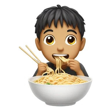 Little boy eating ramen sticker