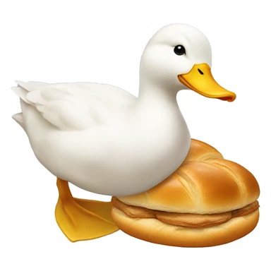 white duck with a croissaint sticker