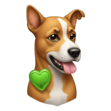 dog holding a "gg" sticker